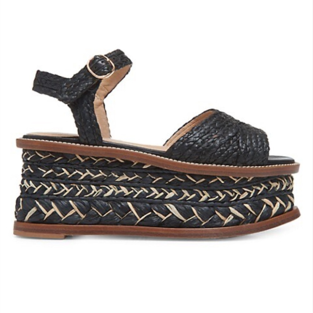 Gabriela Hearst x Clergerie           Black Woven Platform Sandals